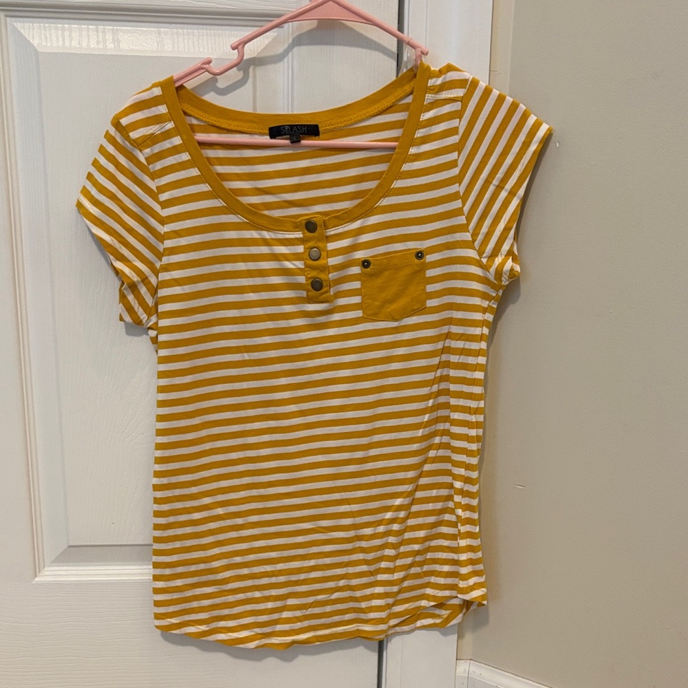 Splash Mustard Striped Short Sleeve Tee